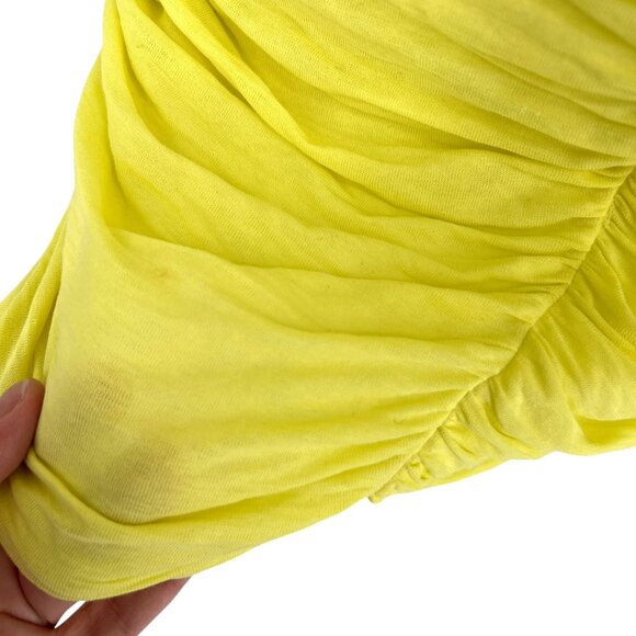 Alice & Olivia Air Ruched Open Back Sleeveless Bodycon Dress Lime Yellow Small - Picture 10 of 12